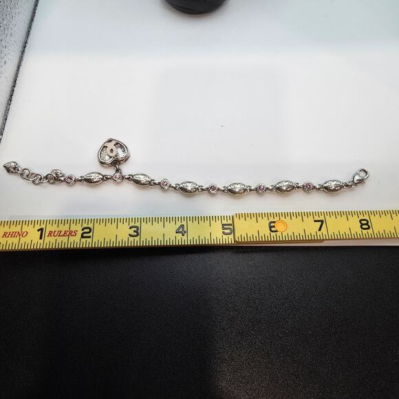 Brighton Breast Cancer Awareness Ribbon Single Heart Charm Bracelet Pink 8" - Picture 7 of 8